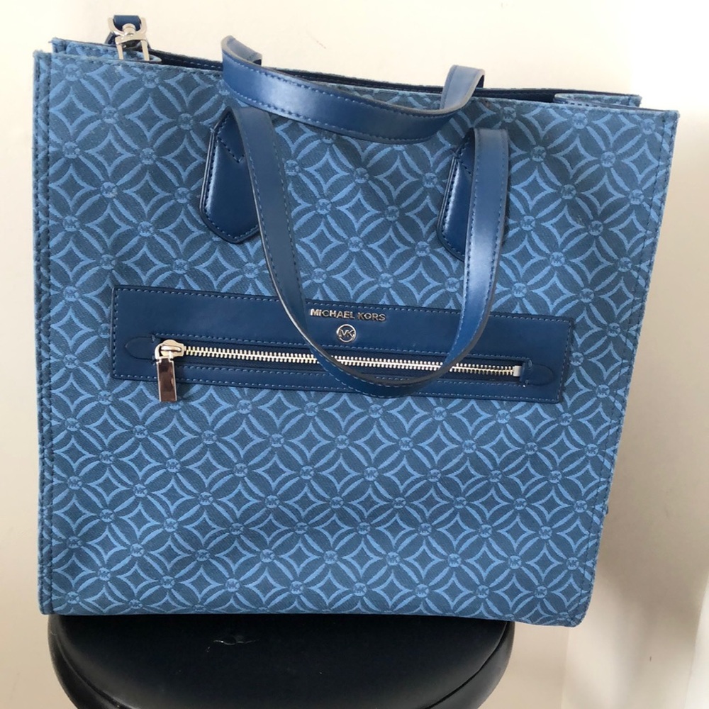 Michael Kors Blue Geometric Tote Bag